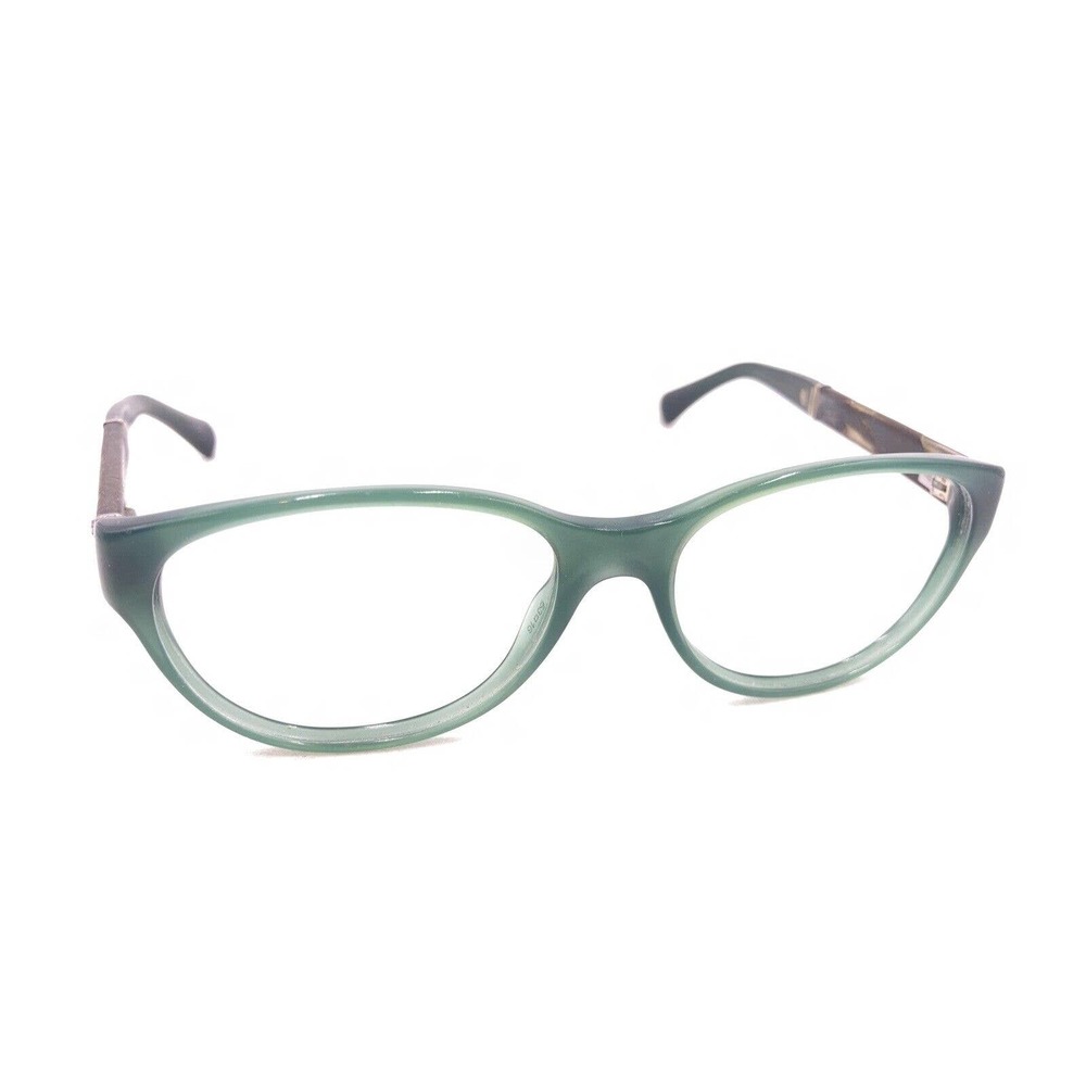 Chanel Green Oval Eyeglasses Frames 53-16 135 Italy Designer Fashion Leather